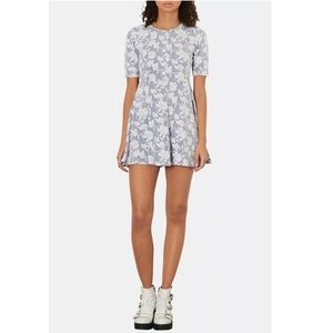 TOPSHOP Jaquard Floral Skater Dress Denim Style.